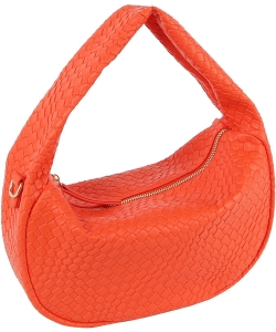 Embossed Woven Shoulder Bag Hobo LH131-Z ORANGE